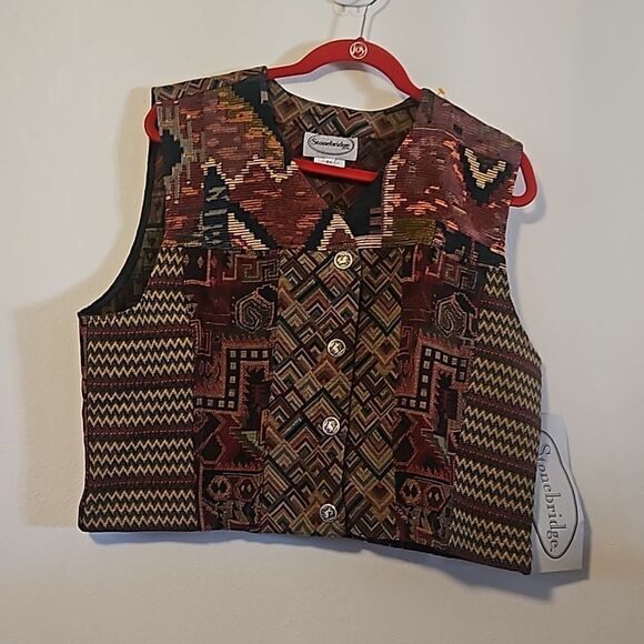 STONEBRIDGE WOMAN MULTI PRINT VEST  VINTAGE - Picture 1 of 6